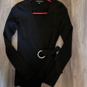 INC Black Faux Wrap with Rhinestones